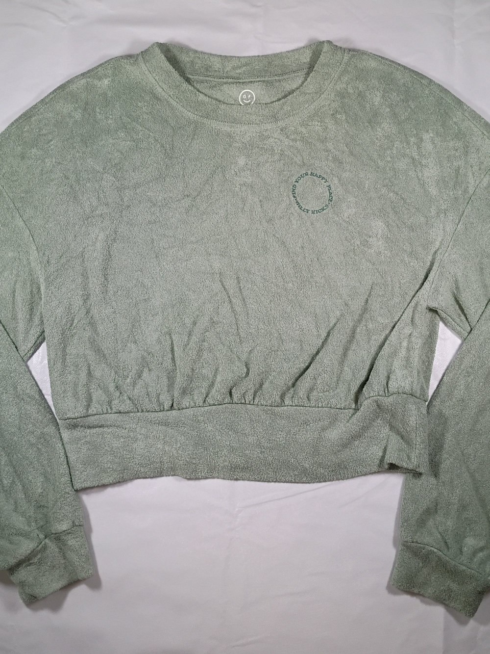 Gilly Hicks Sage Green Terry Cropped Sweatshirt